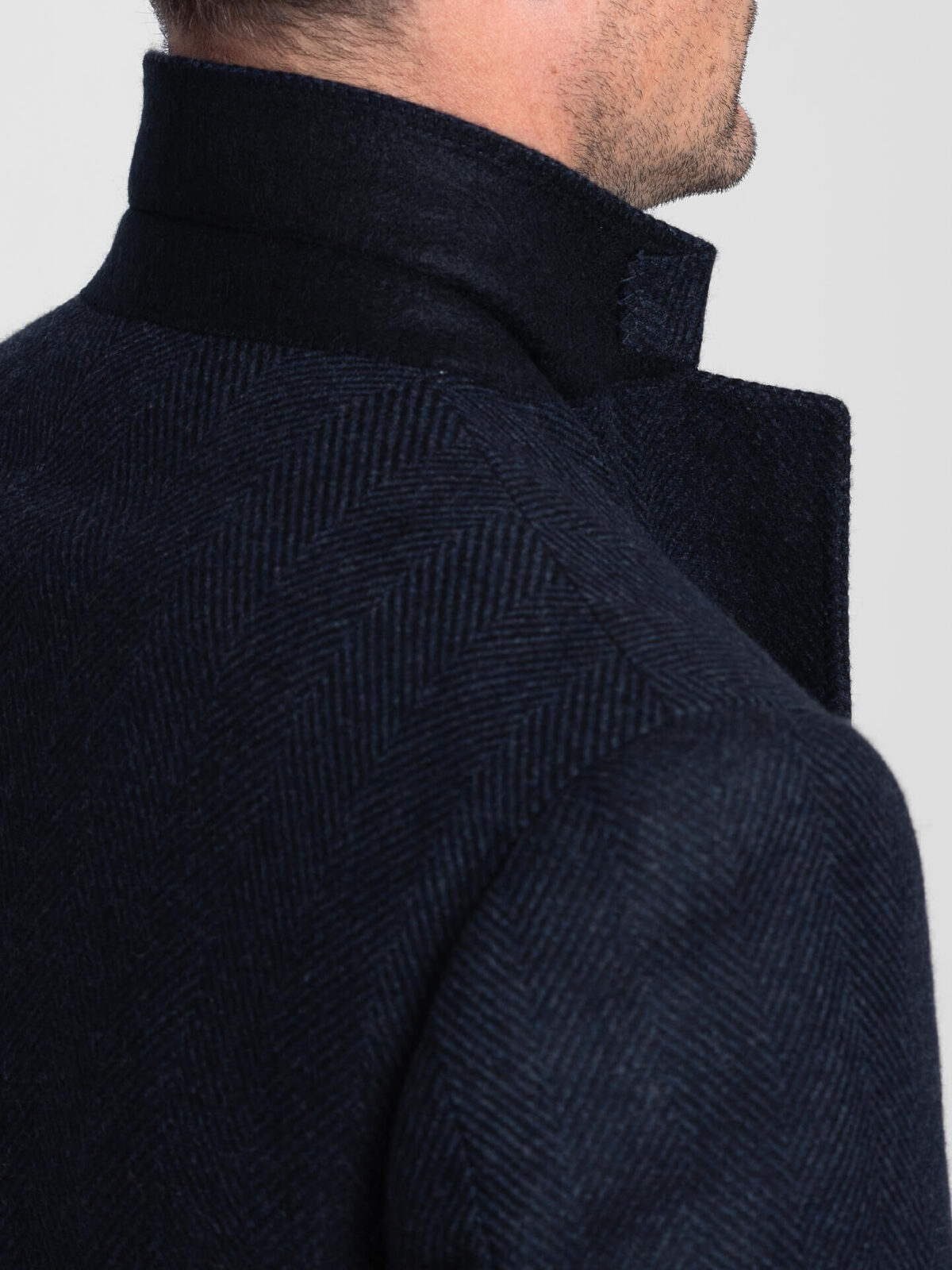 Bleecker Navy Herringbone Wool and Cashmere Coat by Proper Cloth