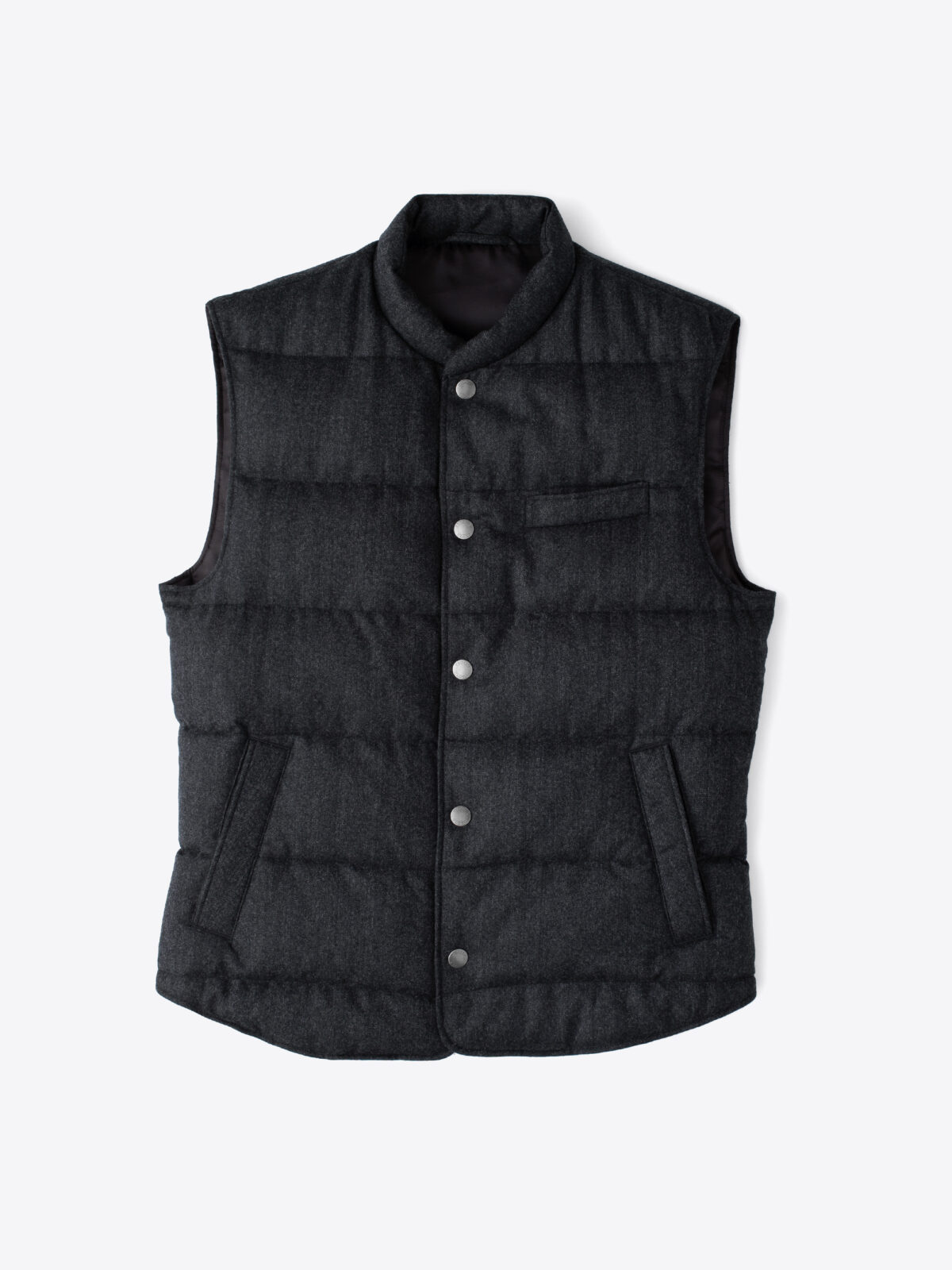 Cortina Charcoal Herringbone Snap Vest