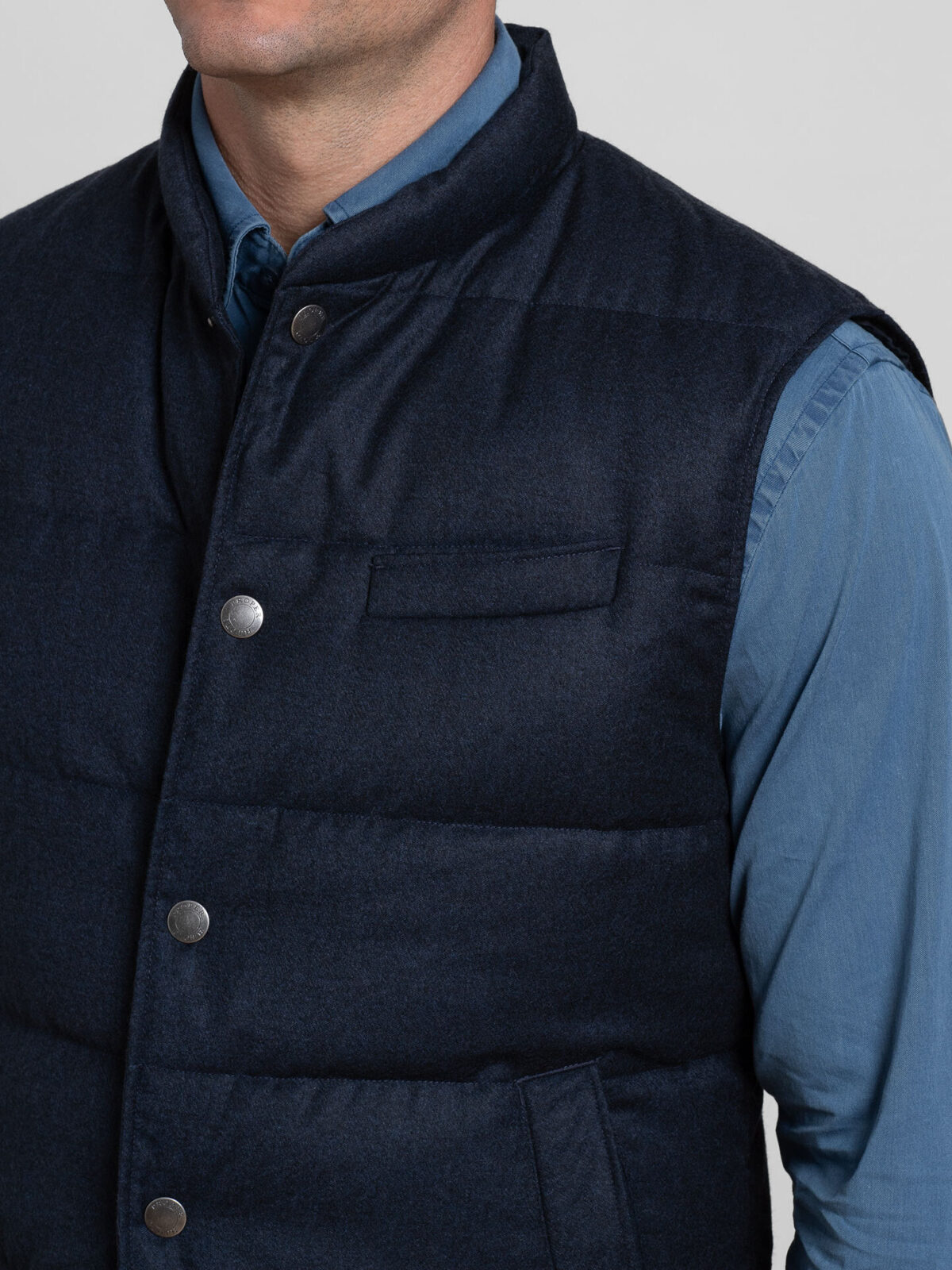 Cortina II Dark Slate Blue Flannel Snap Vest