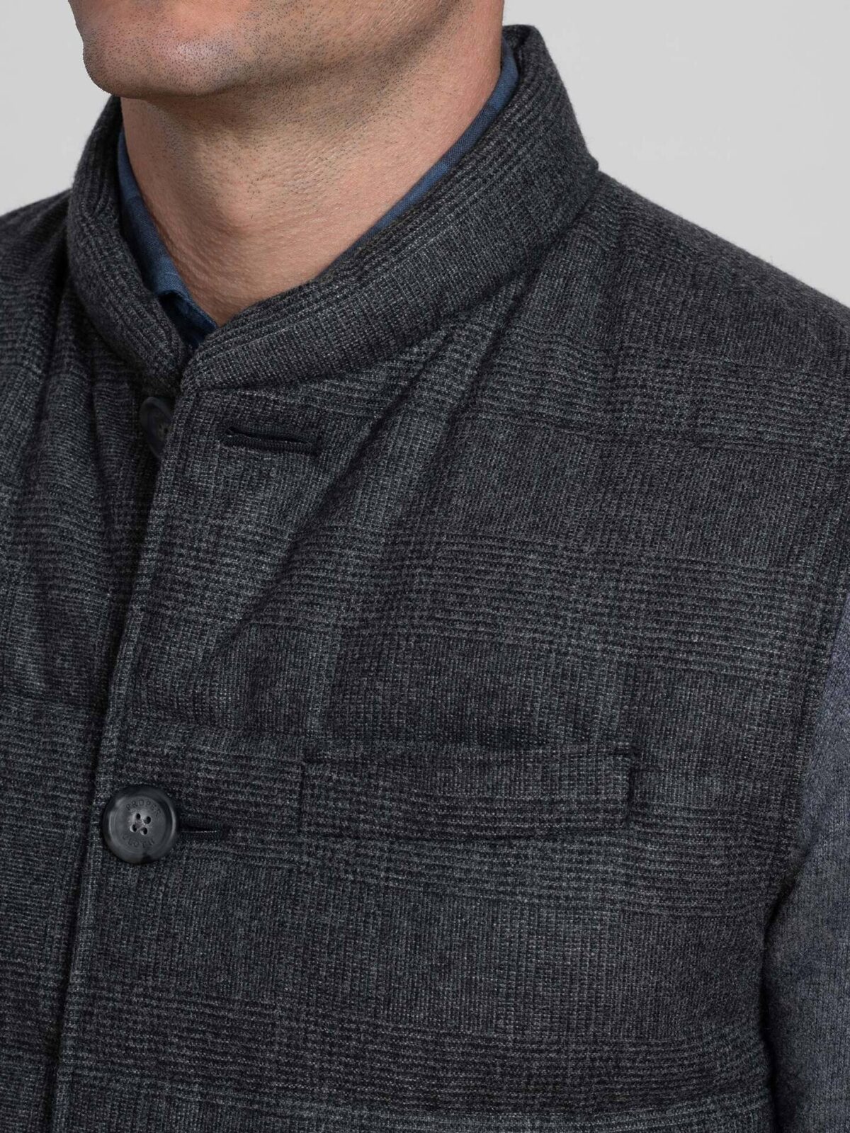 Cortina II Grey Glen Plaid Button Vest