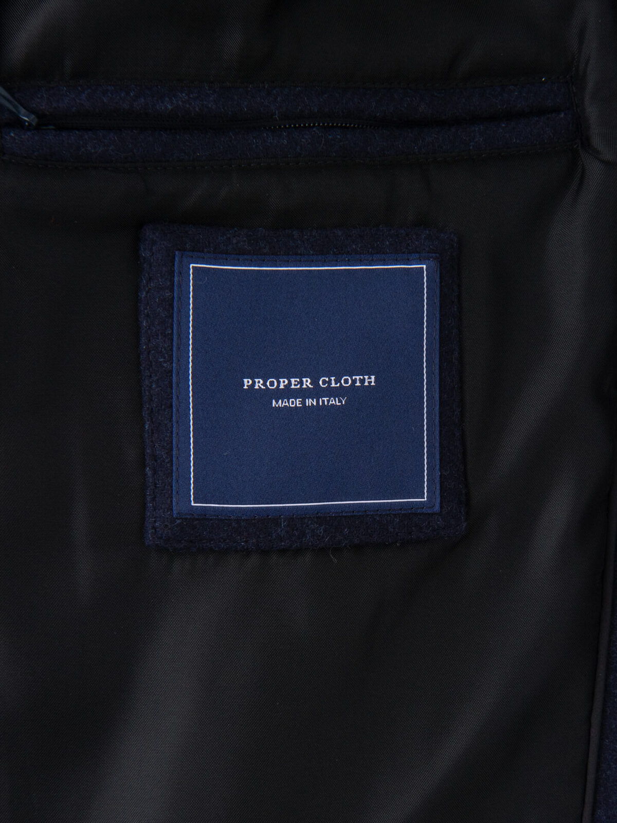 Biella Navy Wool Shearling Collar Flight Jacket by Proper Cloth