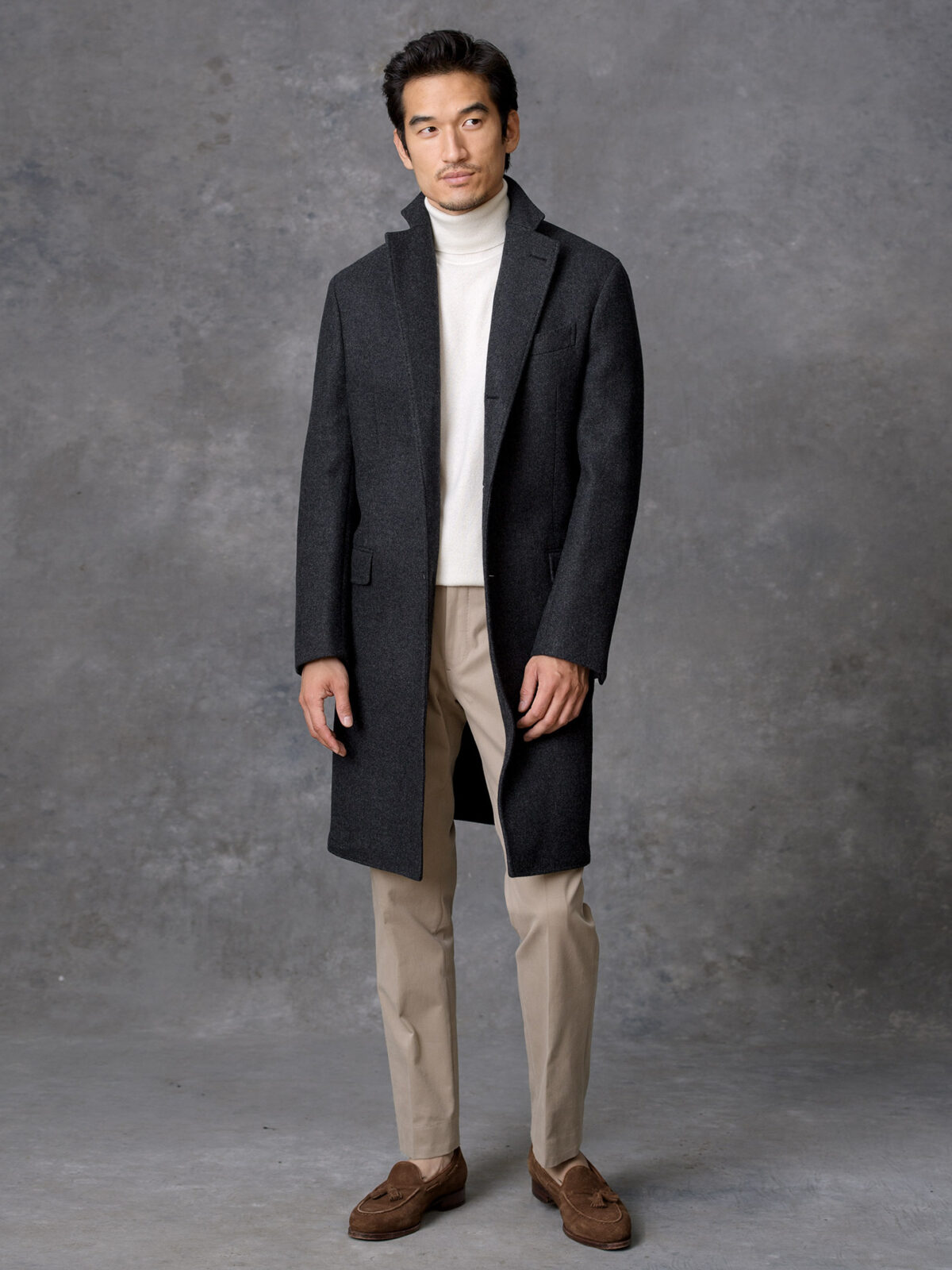 Bowery Charcoal Wool Unstructured Coat by Proper Cloth