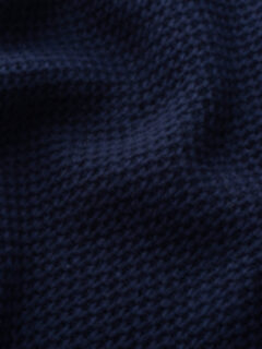 Navy Wool and Cashmere Basket Stitch Sweater Product Thumbnail 5
