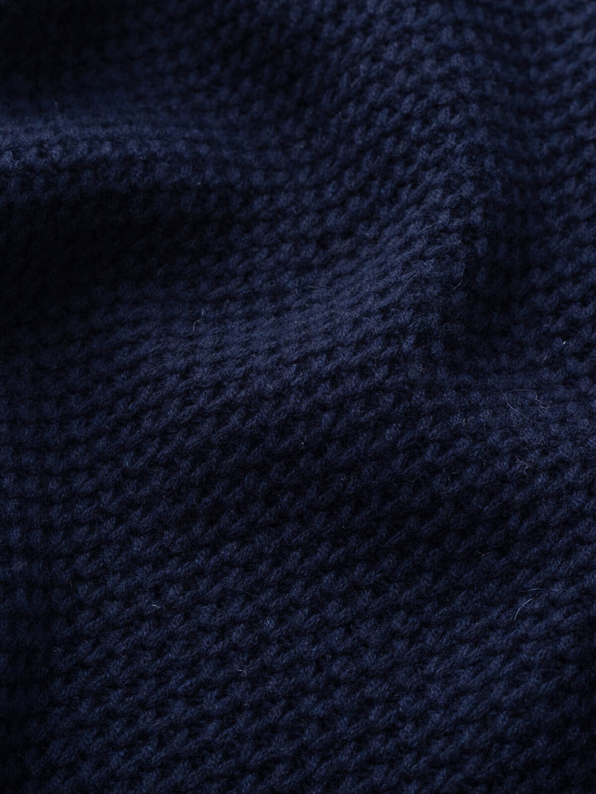 Navy Wool and Cashmere Basket Stitch Sweater