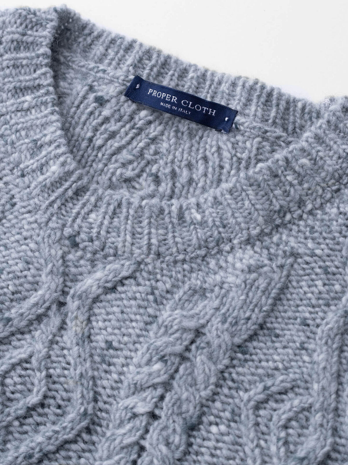 Glacier Italian Wool and Cashmere Aran Crewneck Sweater