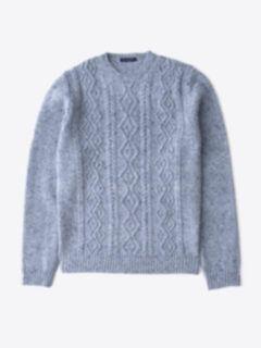 Glacier Italian Wool and Cashmere Aran Crewneck Sweater Product Thumbnail 1