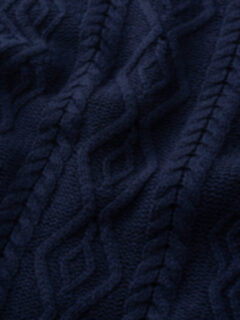 Navy Italian Wool and Cashmere Aran Crewneck Sweater Product Thumbnail 4
