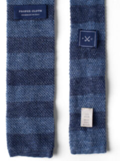 Slate Tonal Bar Stripe Linen Knit Tie Product Thumbnail 3