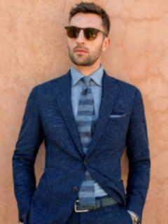 Slate Tonal Bar Stripe Linen Knit Tie Product Thumbnail 4
