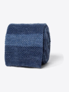 Slate Tonal Bar Stripe Linen Knit Tie Product Thumbnail 1