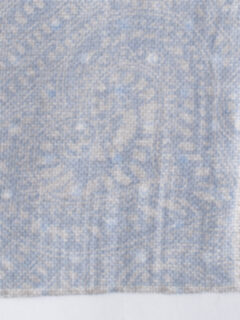 Light Grey Paisley Linen Cotton Pocket Square Product Thumbnail 4