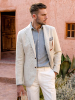 Light Grey Paisley Linen Cotton Pocket Square Product Thumbnail 2