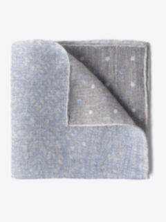Light Grey Paisley Linen Cotton Pocket Square Product Thumbnail 1