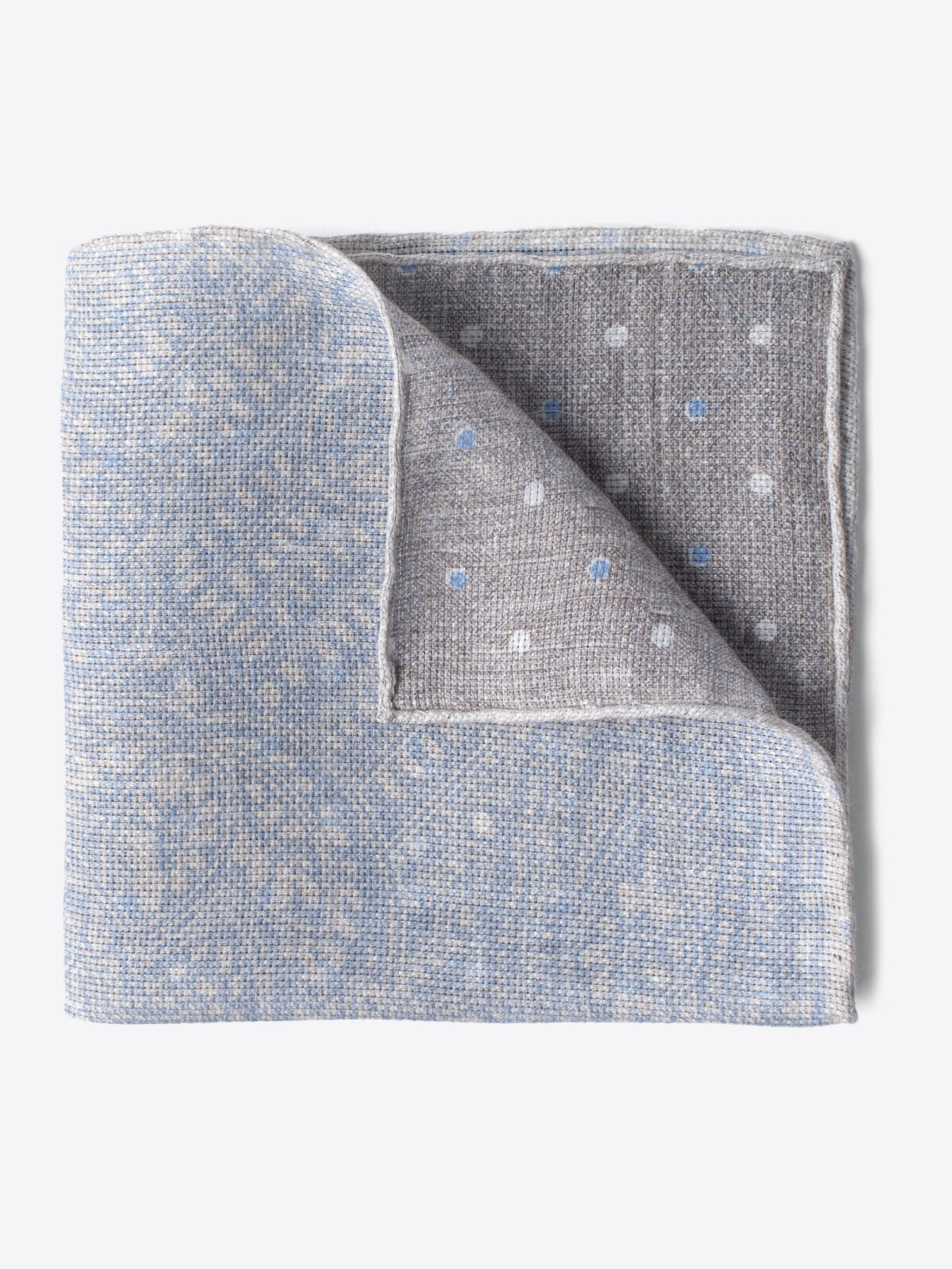 Light Grey Paisley Linen Cotton Pocket Square