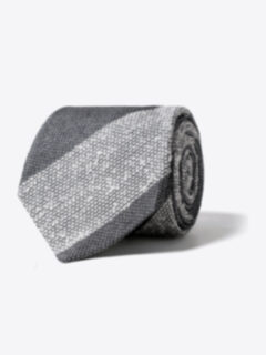 Grey Tonal Striped Shantung Grenadine Tie Product Thumbnail 1
