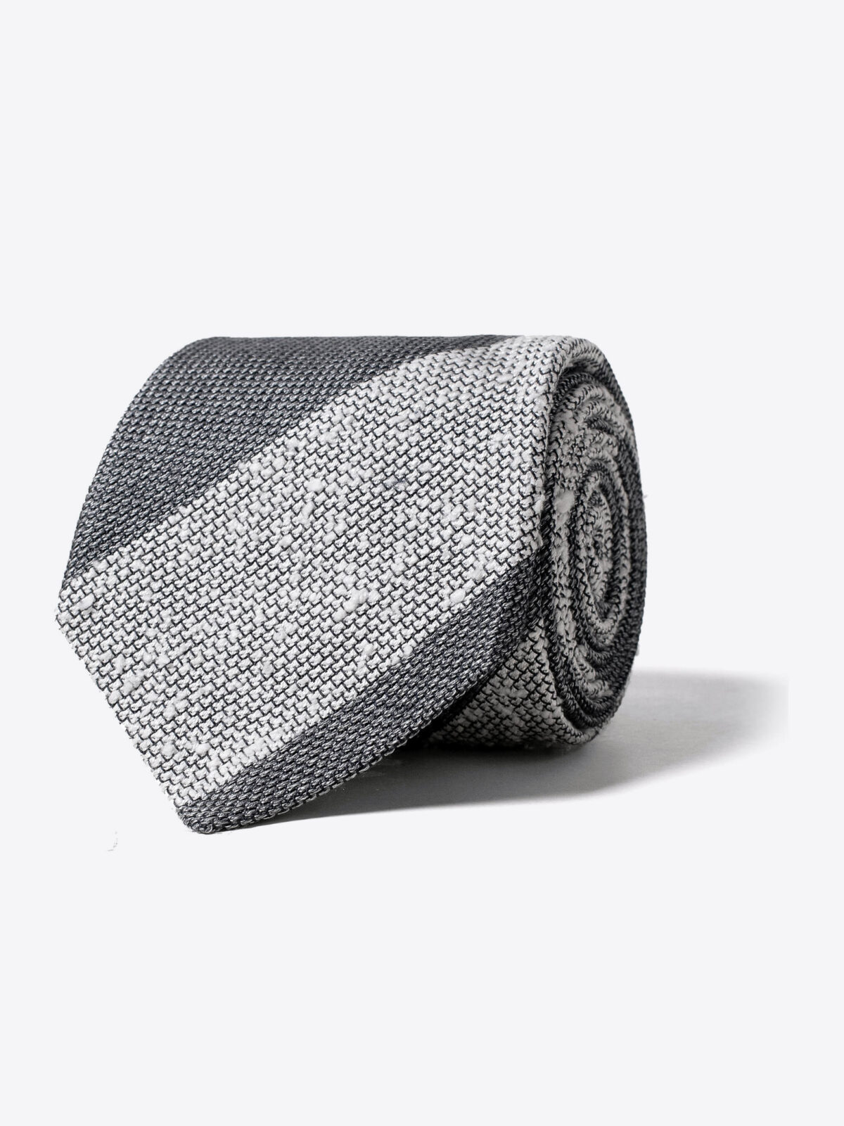 Grey Tonal Striped Shantung Grenadine Tie