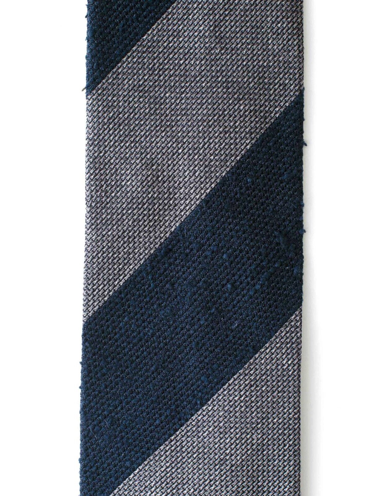 Navy and Grey Striped Shantung Grenadine Tie