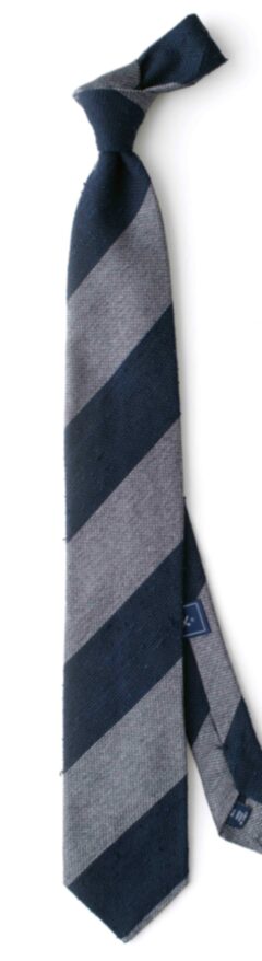 Navy and Grey Striped Shantung Grenadine Tie Product Thumbnail 2