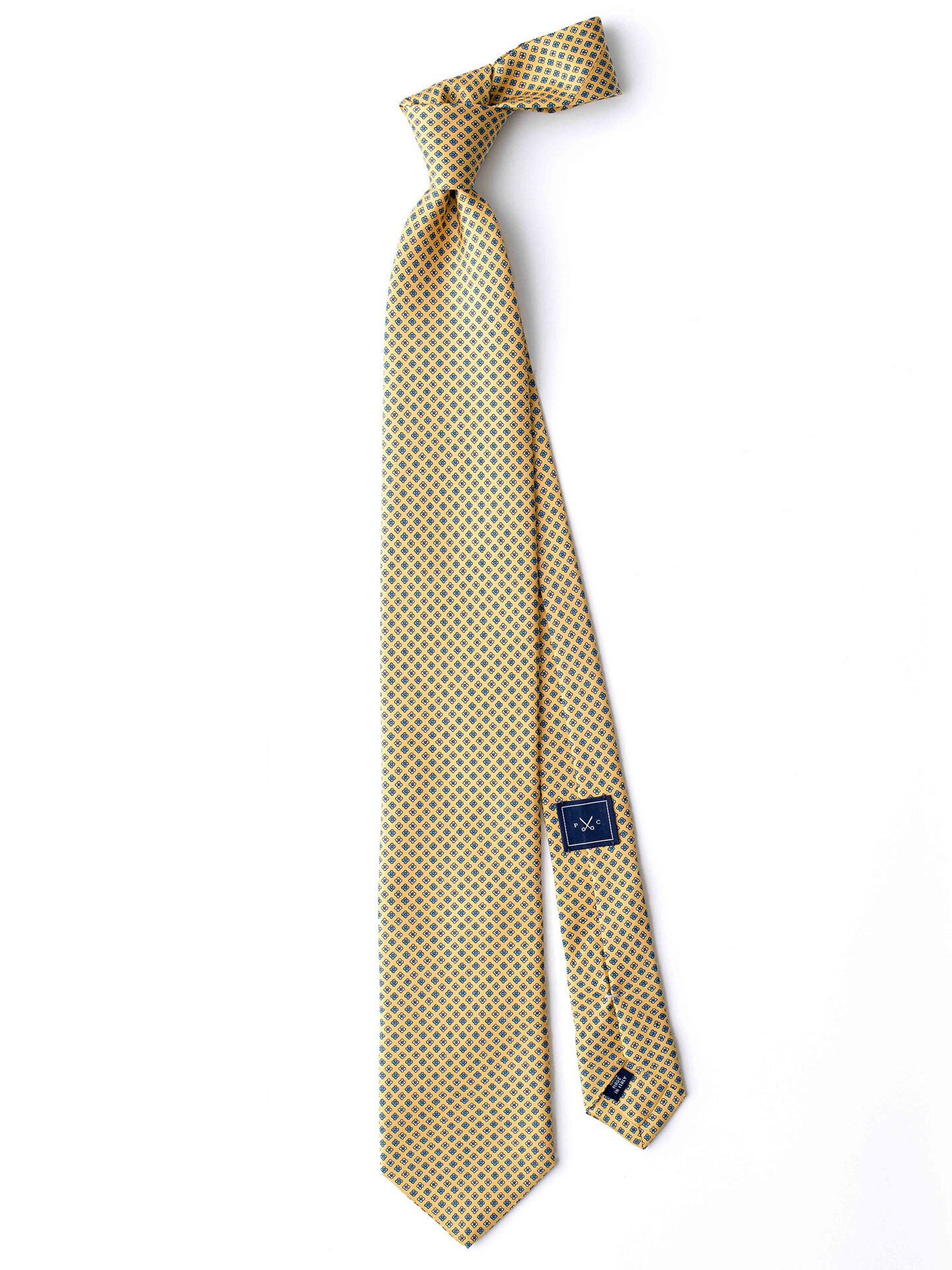 Yellow Micro Floral Print Silk Tie by Proper Cloth