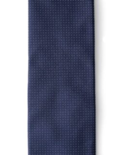 Navy and White Pindot Textured Silk Tie Product Thumbnail 3