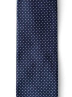Navy Small Square Print Textured Silk Tie Product Thumbnail 3