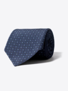 Slate Blue Tonal Foulard Silk Tie Product Thumbnail 1