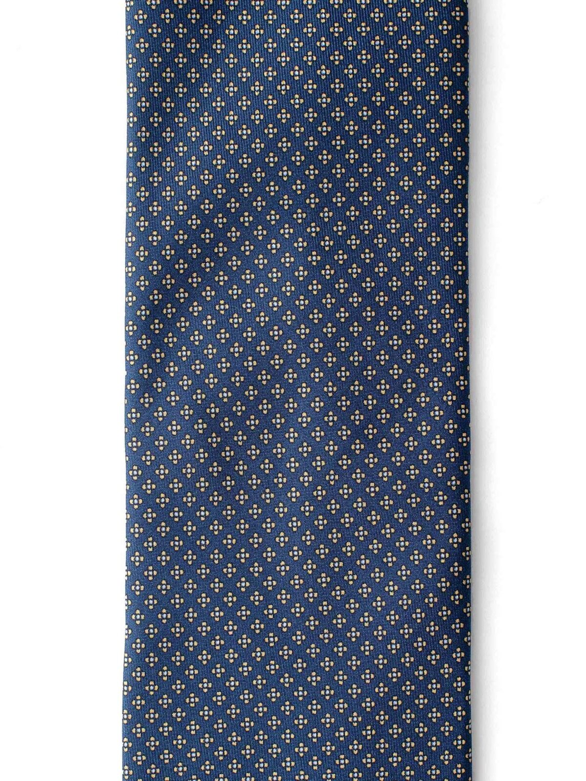 Navy and Yellow Small Foulard Silk Tie