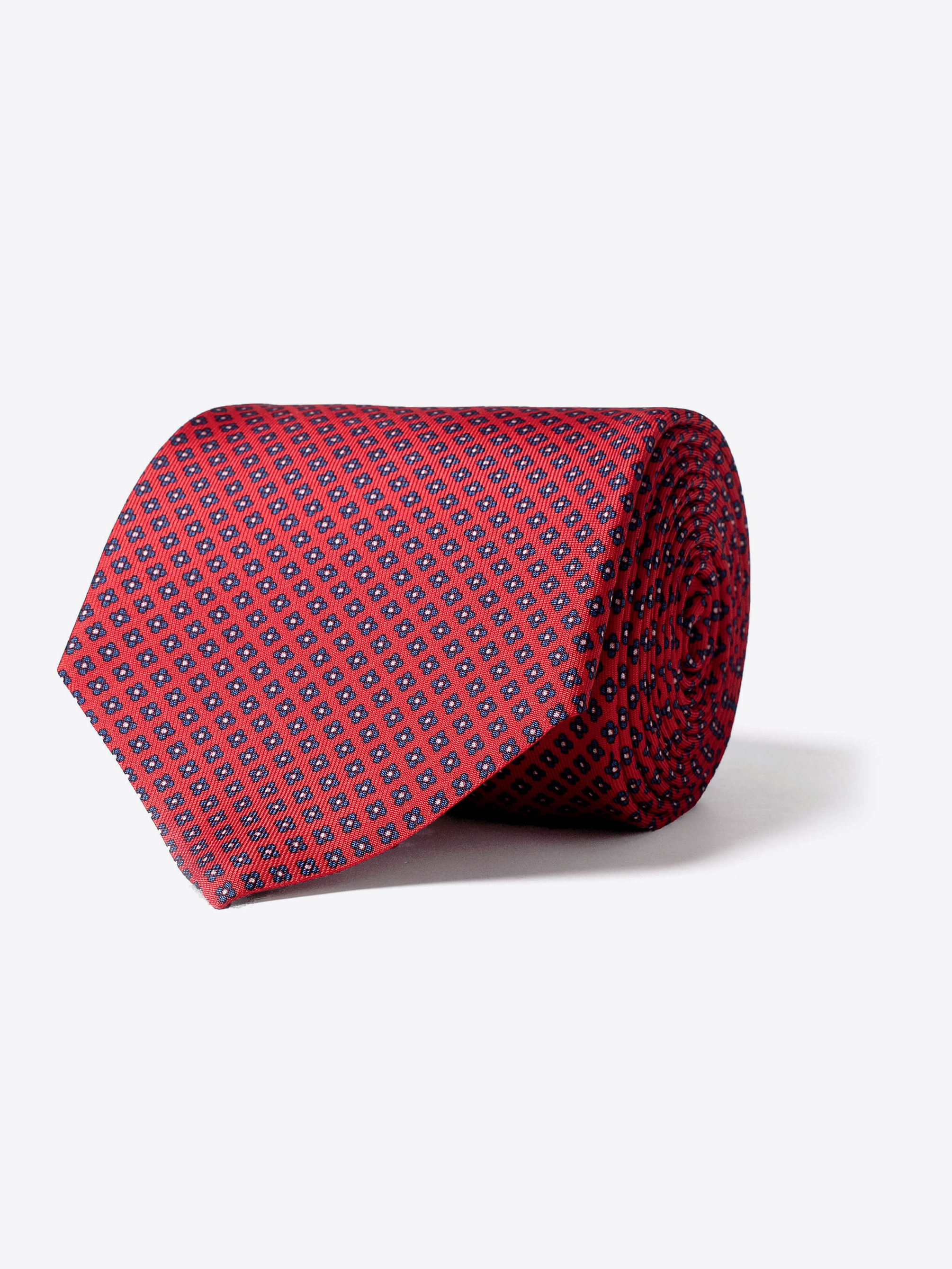 Zoom Image of Red and Navy Small Foulard Silk Tie