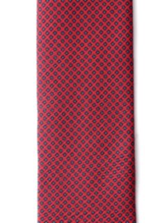 Red and Navy Small Foulard Silk Tie Product Thumbnail 3