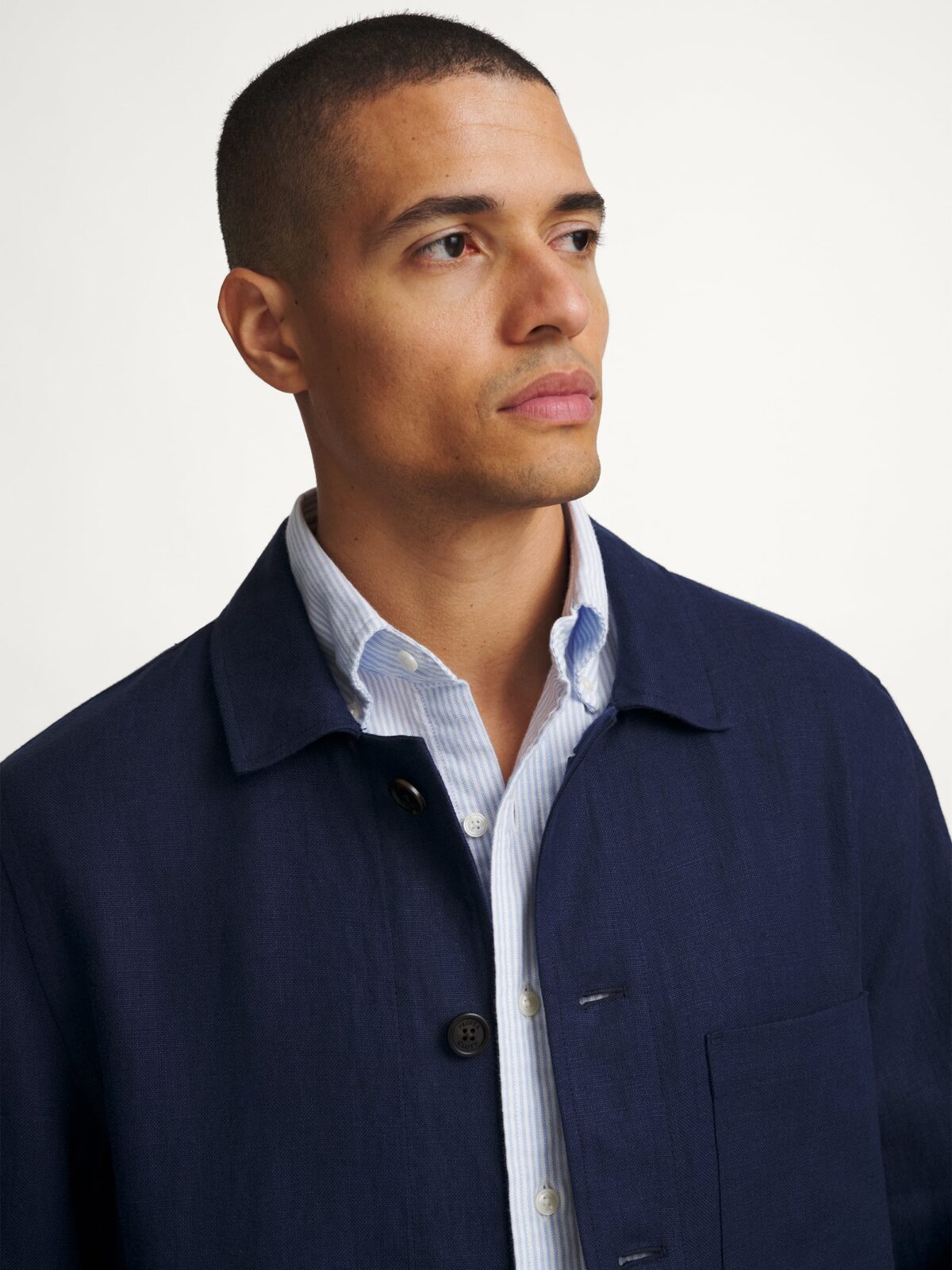 Faded Navy Linen Chore Jacket | Proper Cloth