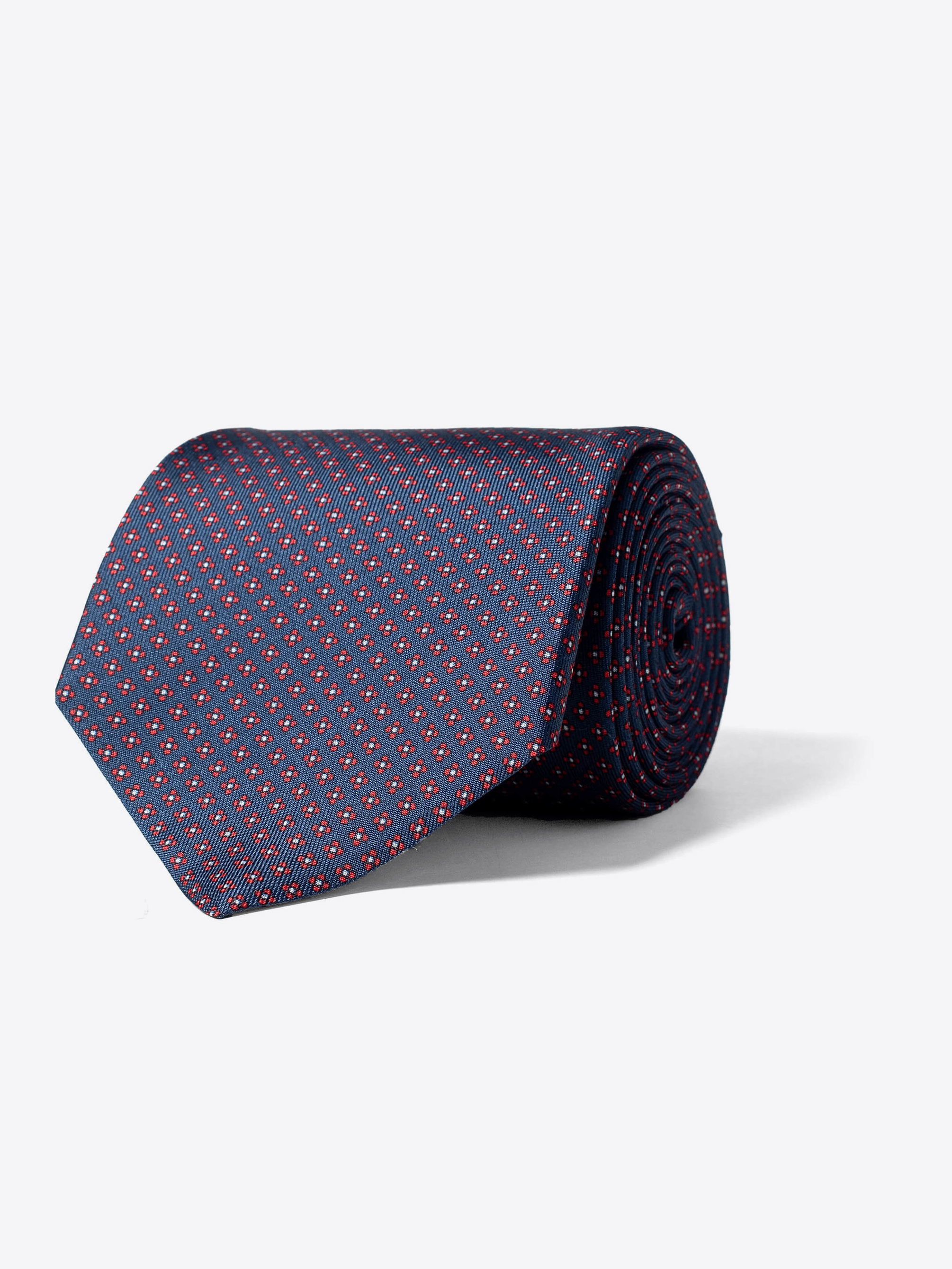 Zoom Image of Navy and Red Small Foulard Silk Tie
