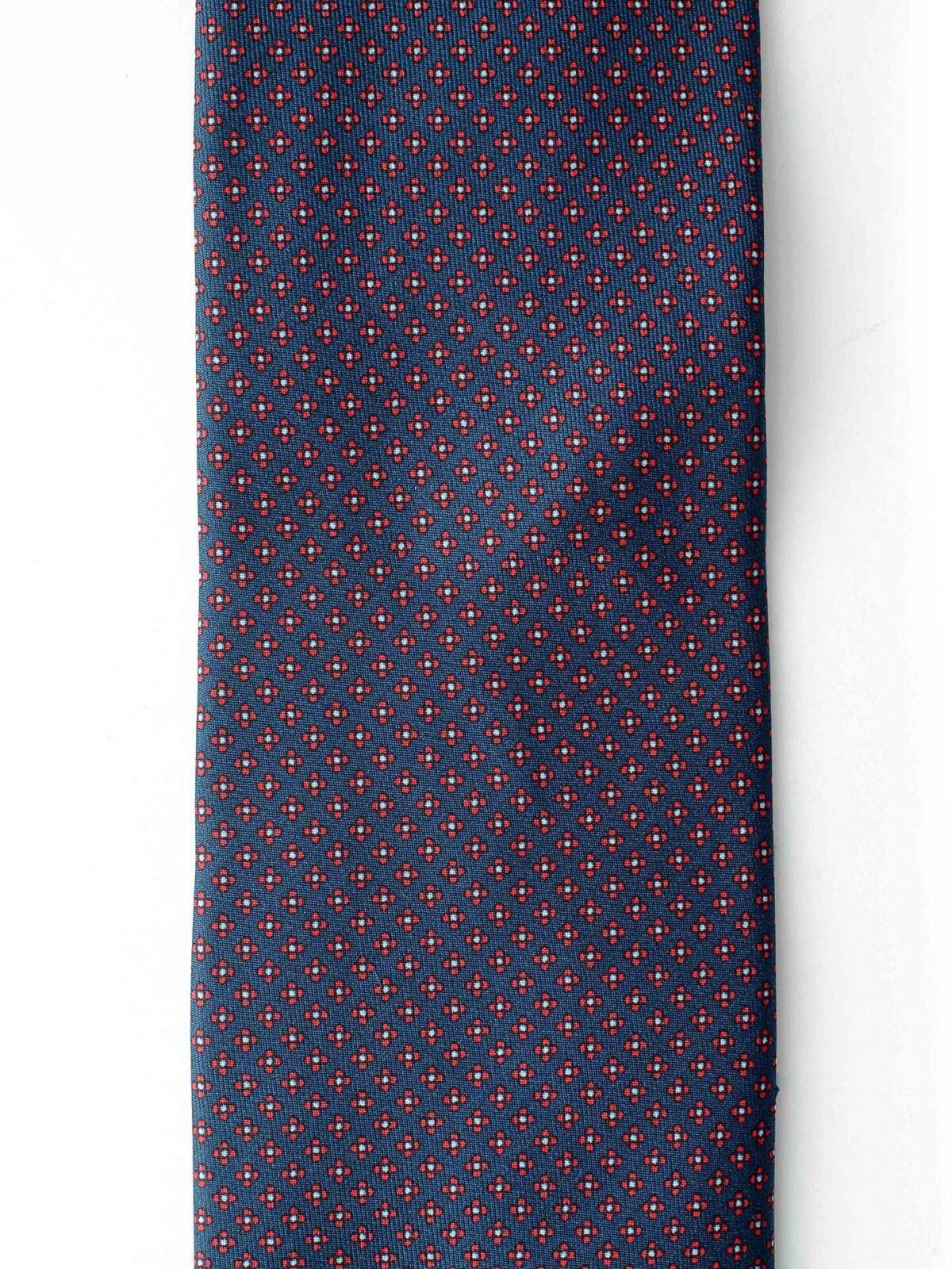Navy and Red Small Foulard Silk Tie