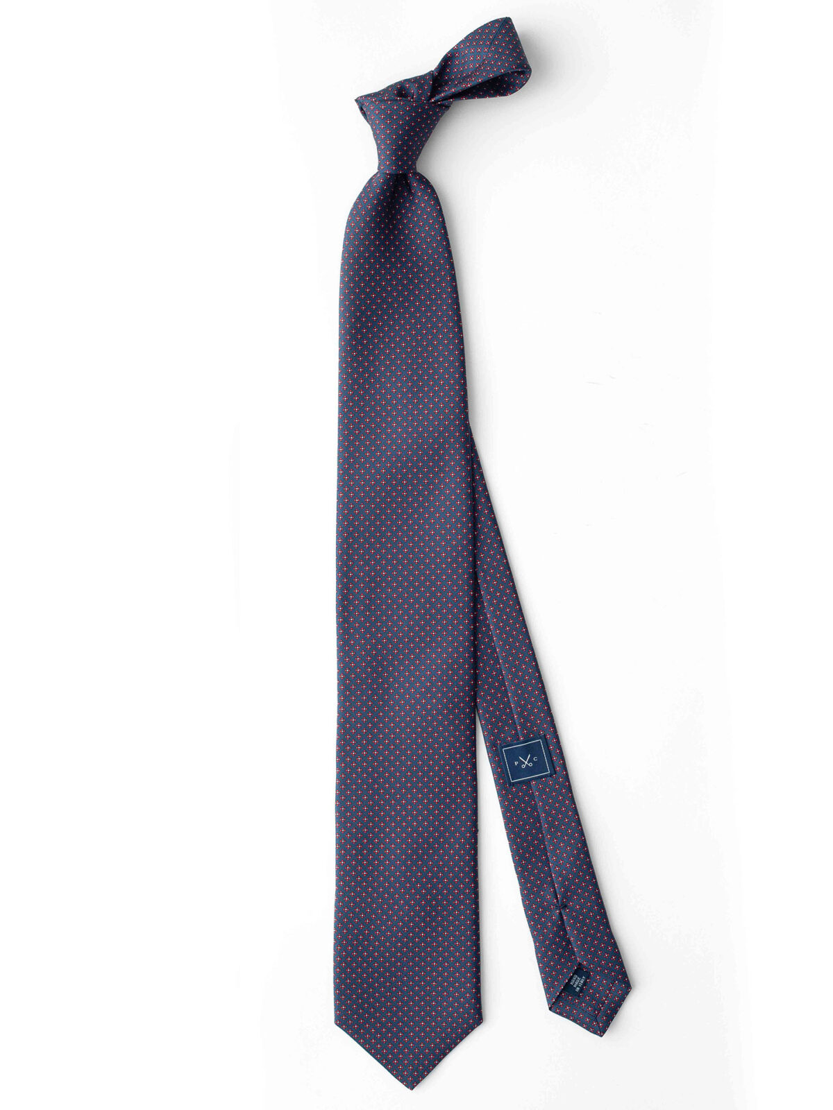 Navy and Red Small Foulard Silk Tie