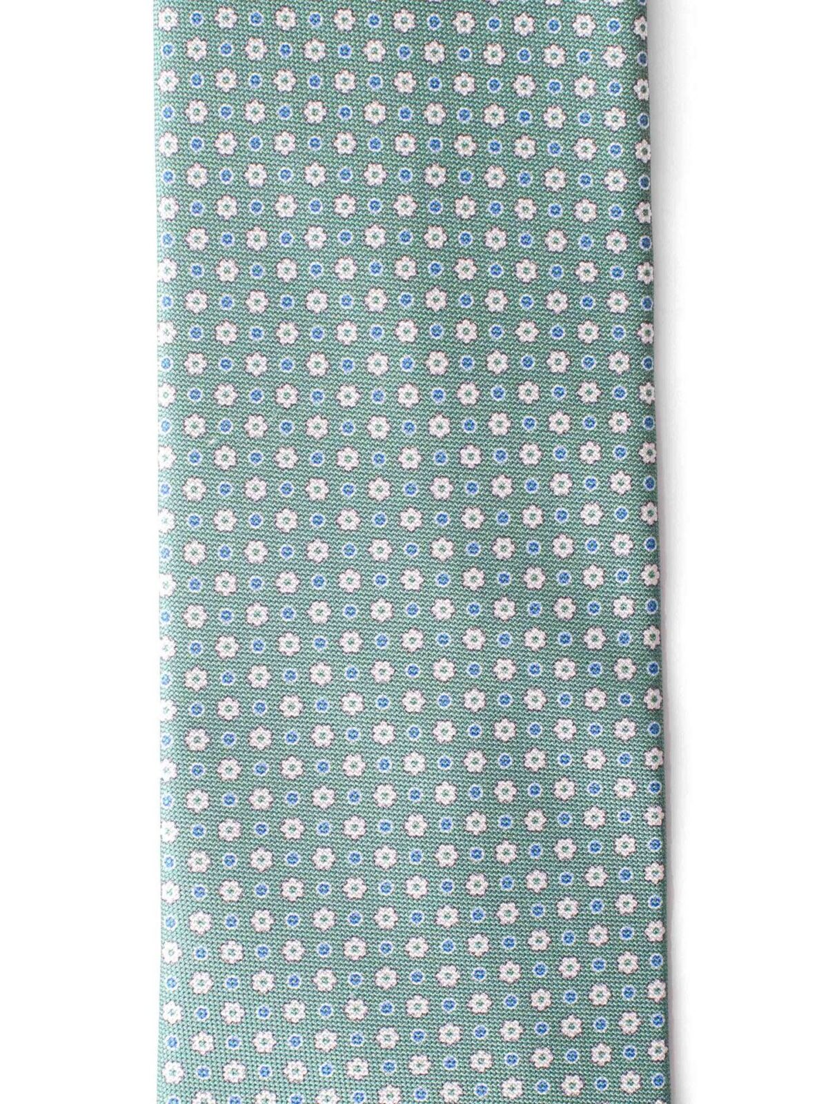 Light Green Small Floral Print Tie