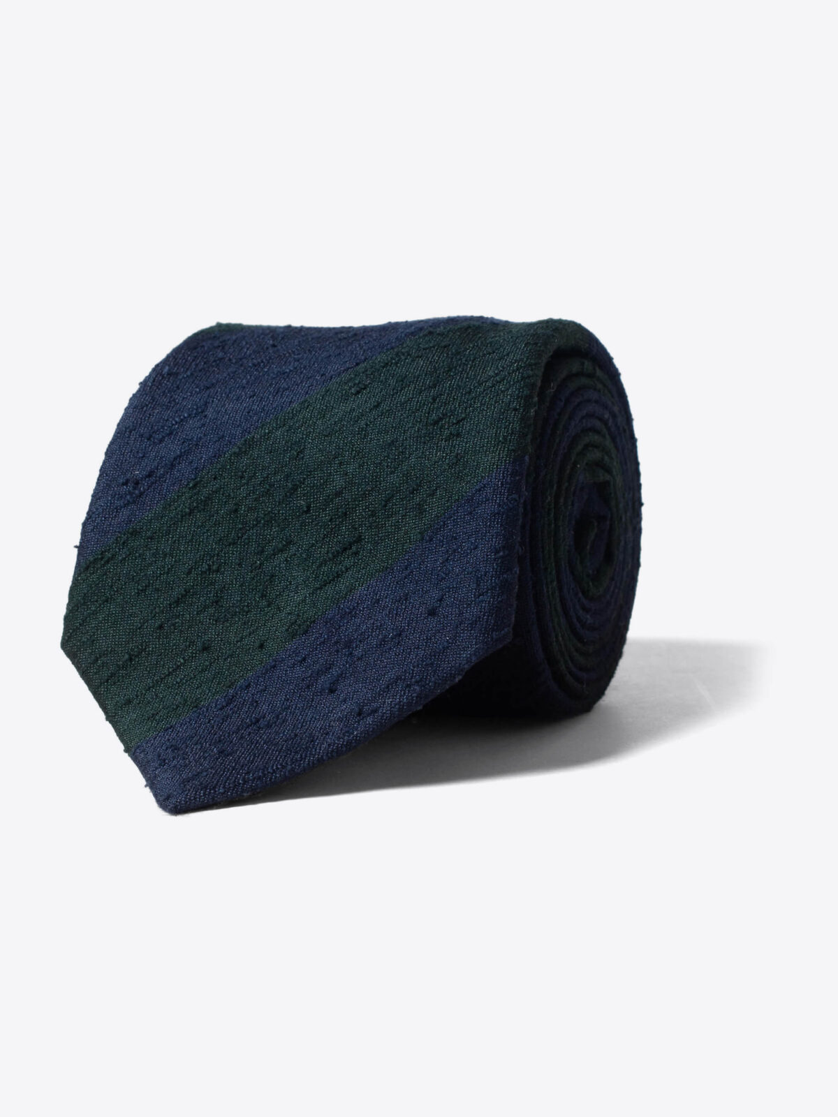 Navy and Green Shantung Stripe Tie