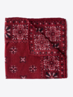 Red Bandana Print Wool Pocket Square Product Thumbnail 1