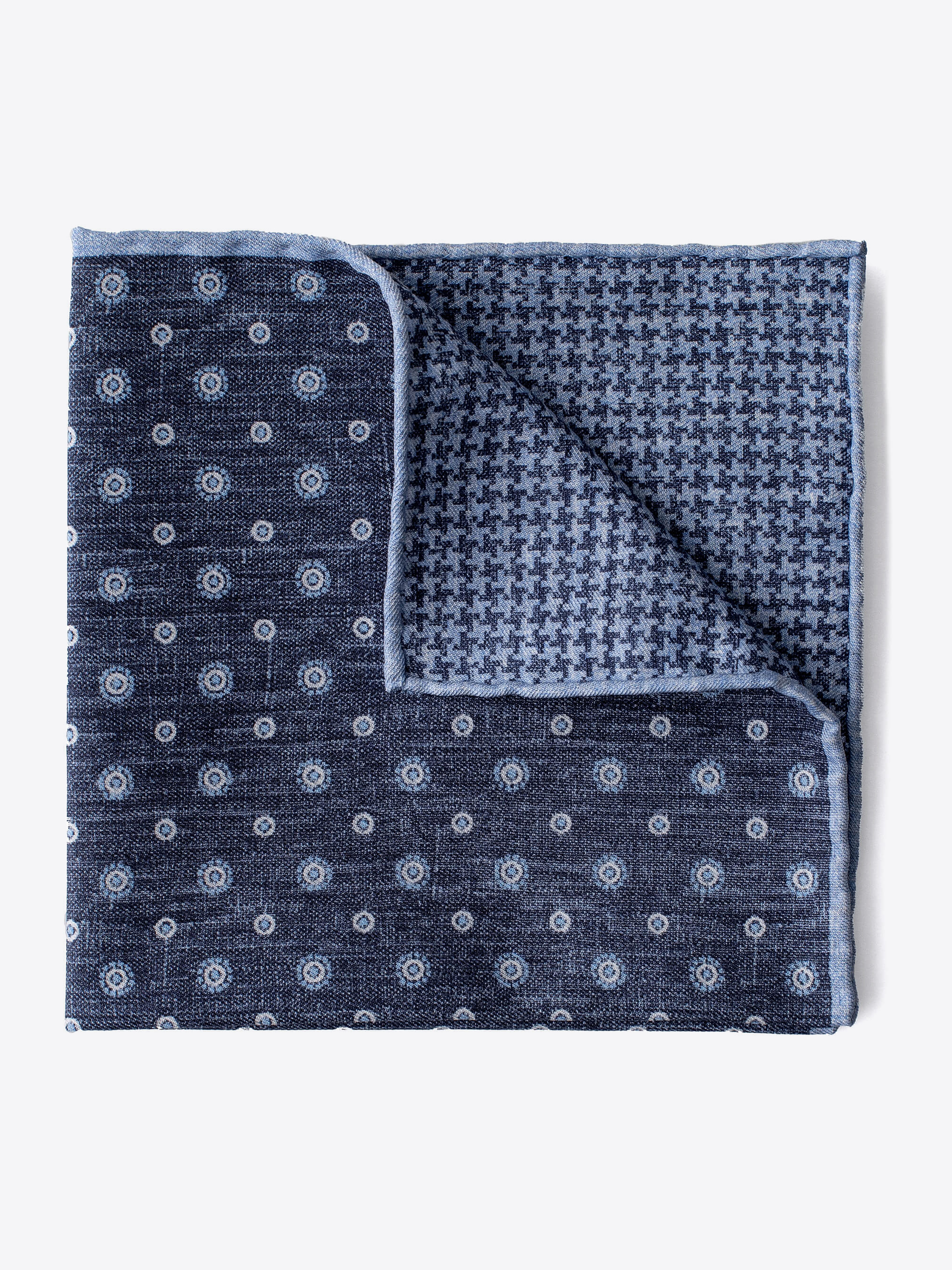 Zoom Image of Navy and Light Blue Dot Print Pocket Square