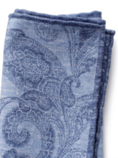 Blue Tonal Paisley Pocket Square Product Thumbnail 2