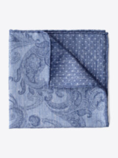 Shop Blue Tonal Paisley Pocket Square