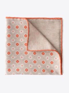 Beige and Orange Tile Print Pocket Square Product Thumbnail 1