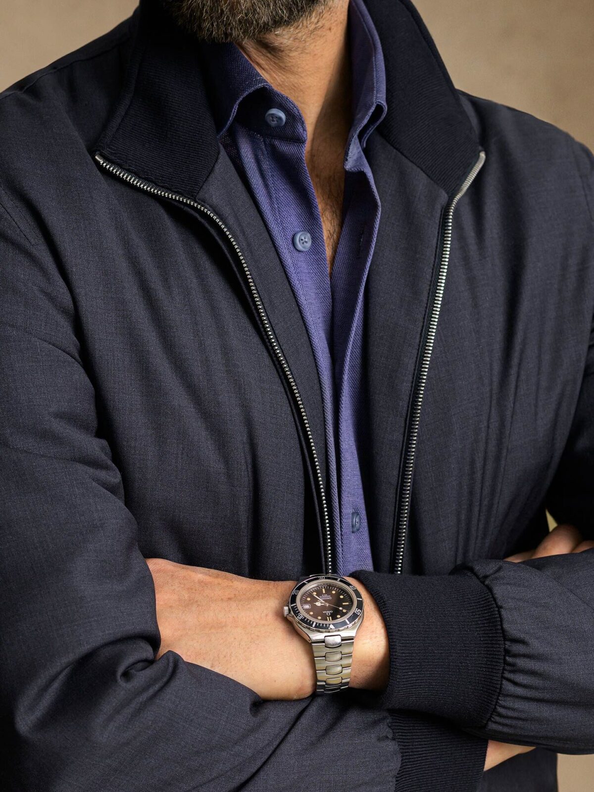 Lucca Navy Merino Windbreaker