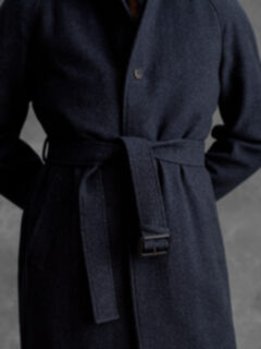 Crosby Navy Wool and Cashmere Belted Coat Product Thumbnail 3