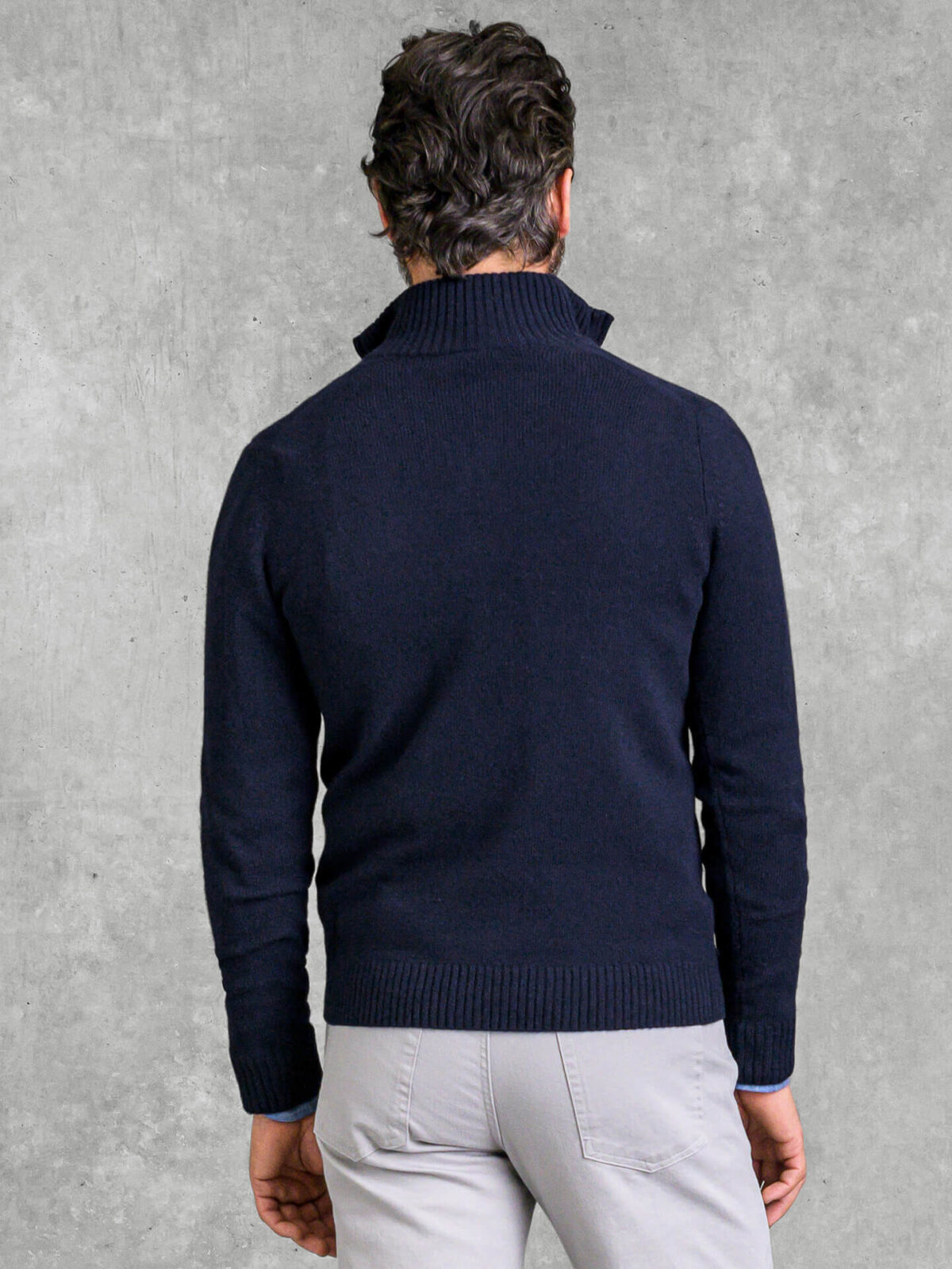Navy Merino and Cashmere Half-Zip Sweater - Proper Cloth