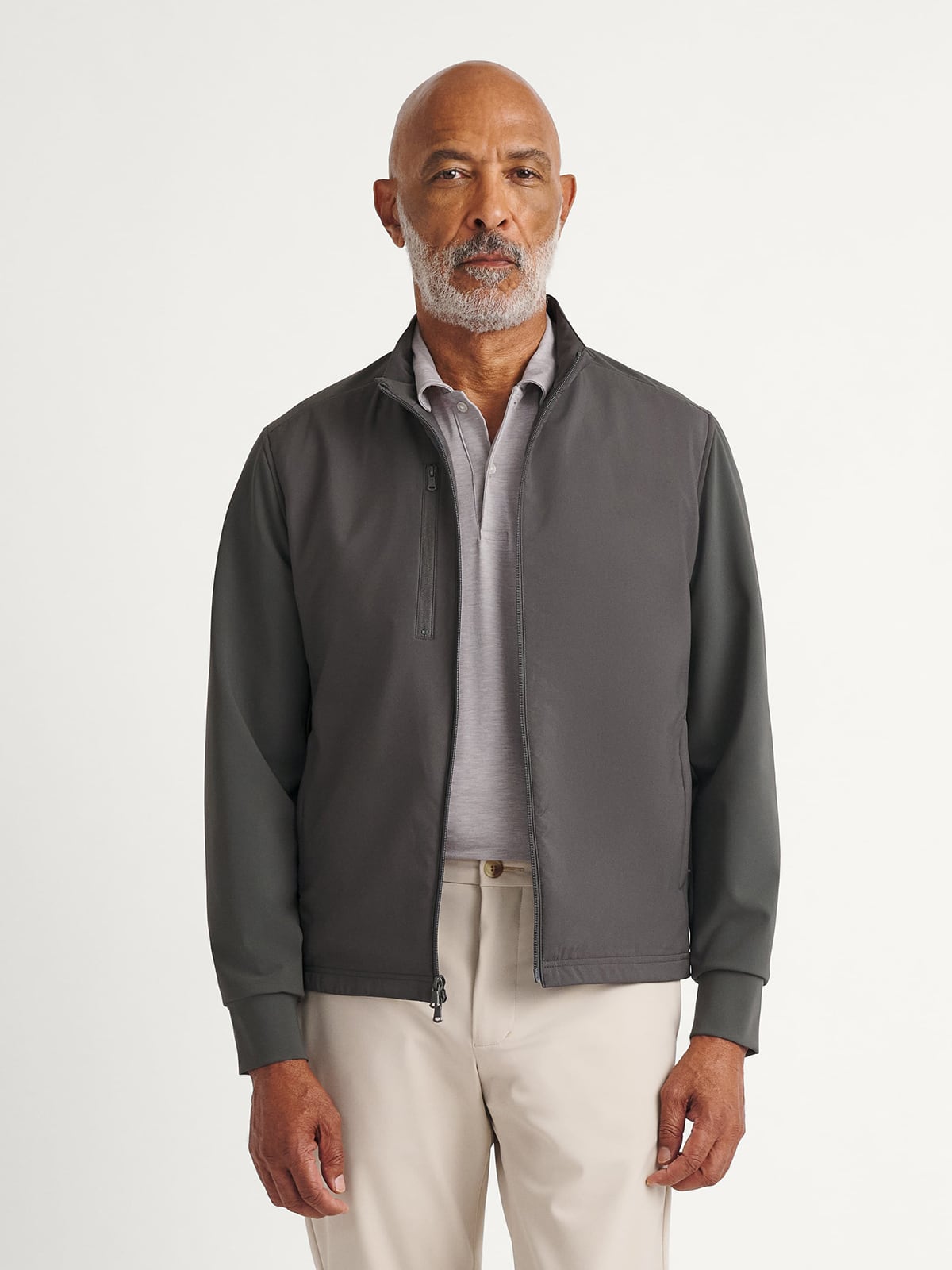 Lucca Grey Performance Golf Zip Jacket | Proper Cloth