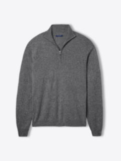 Grey Cashmere Half-Zip Sweater Product Thumbnail 1