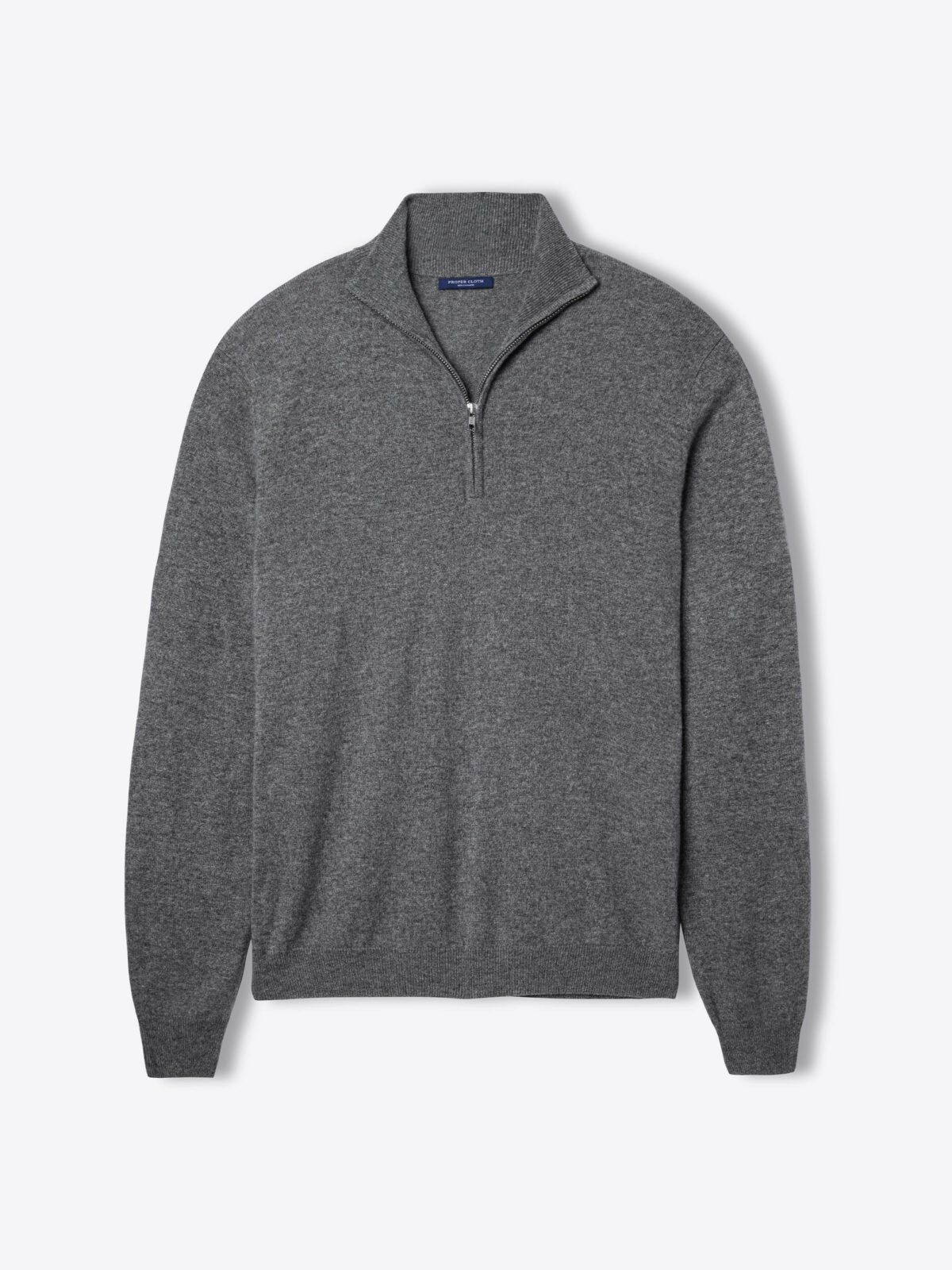 Grey Cashmere Half-Zip Sweater
