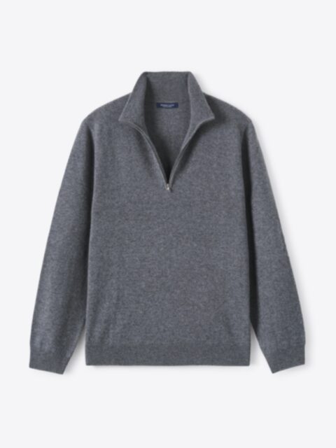 Suggested Item: Grey Scottish Cashmere Half-Zip Sweater