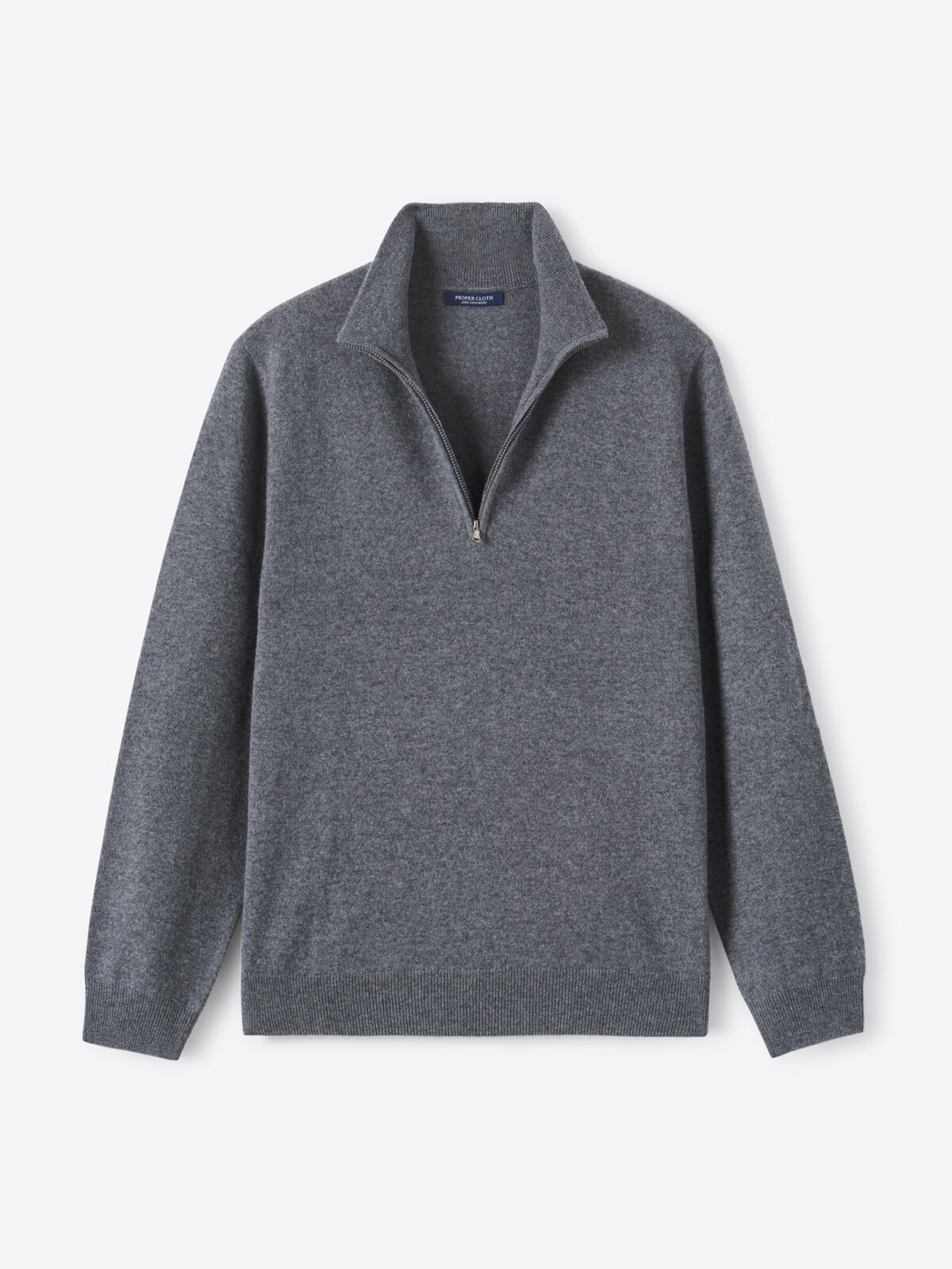 Grey Scottish Cashmere Half-Zip Sweater by Proper Cloth