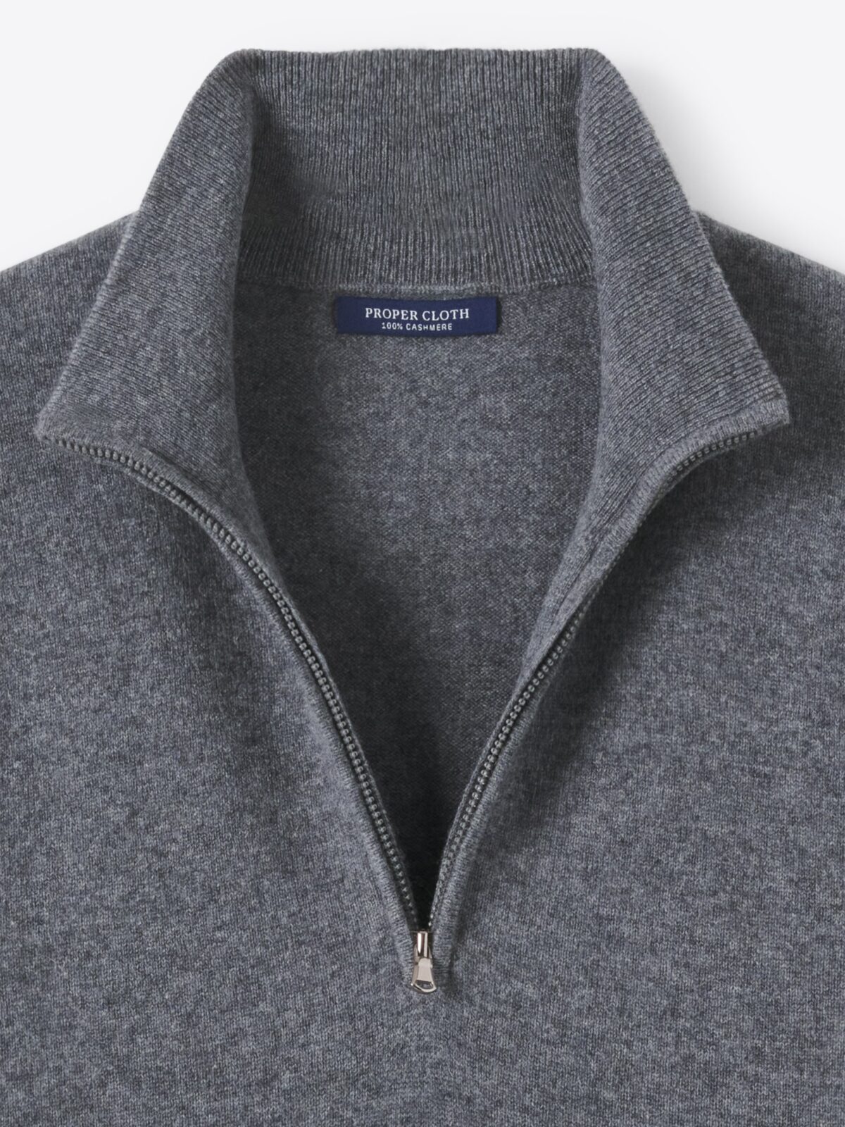 Grey Scottish Cashmere Half-Zip Sweater by Proper Cloth