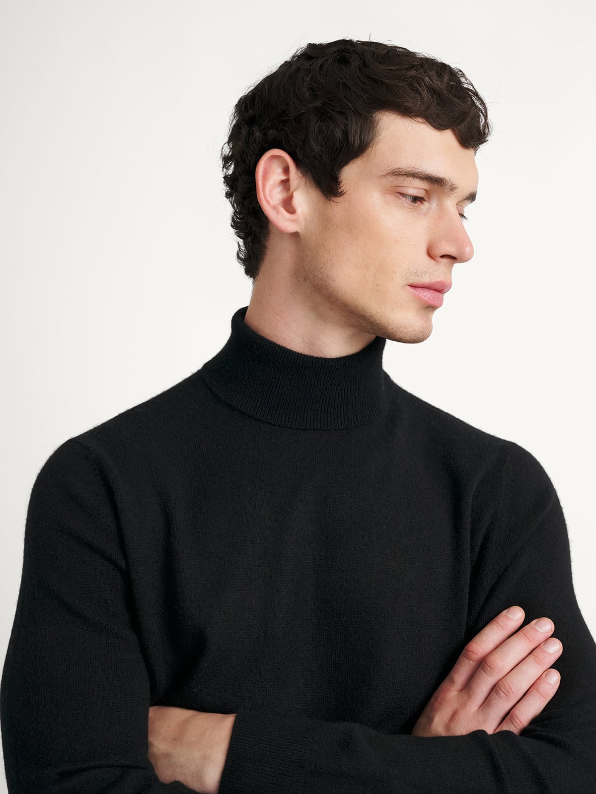 Black Scottish Cashmere Turtleneck Sweater | Proper Cloth